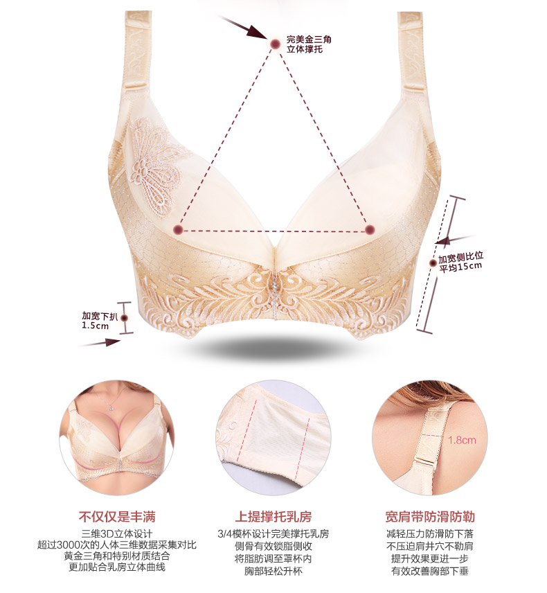 梦<em>芭蒂</em> 秋新款聚拢<em>文胸</em>暗影浮<em>香</em>蕾丝刺绣小胸