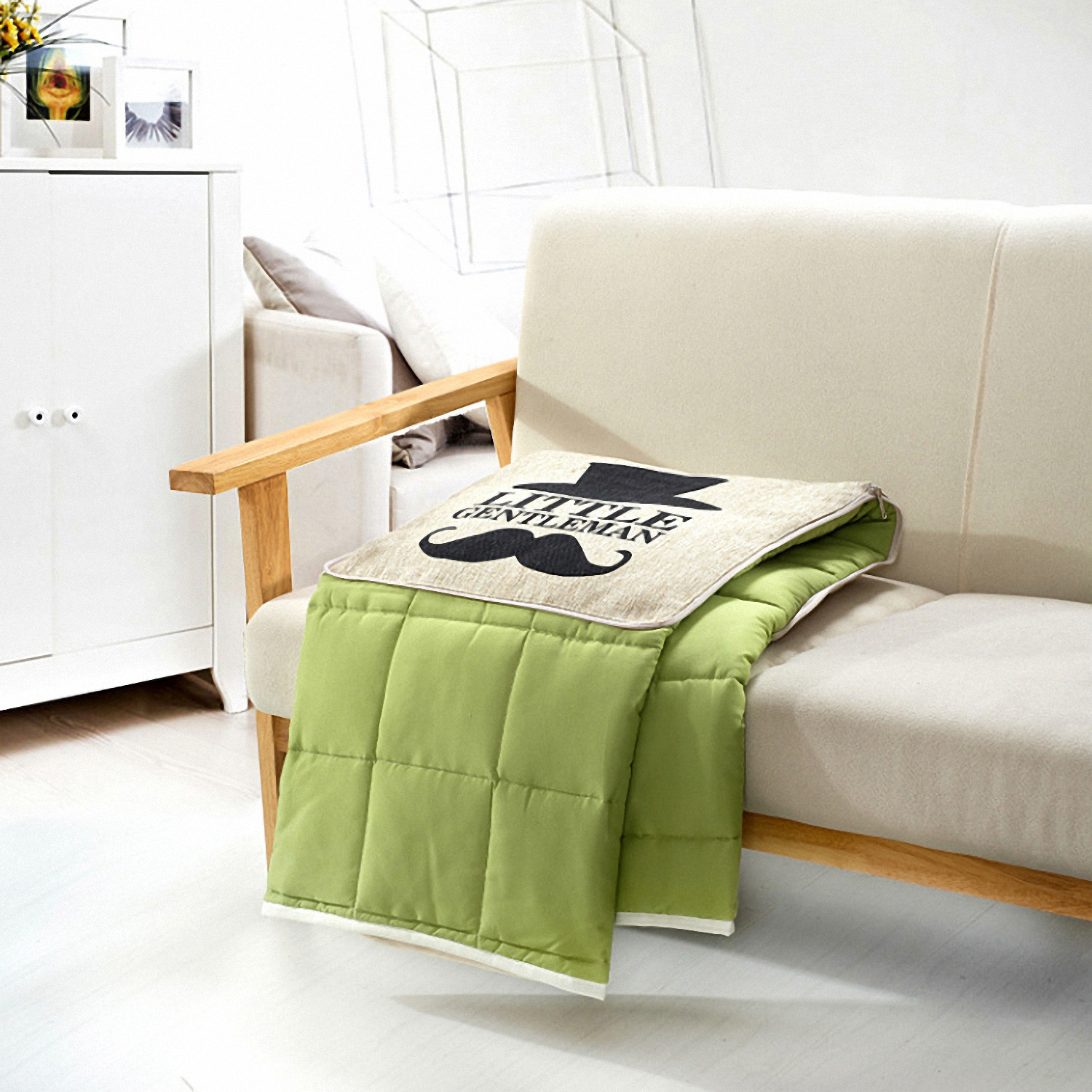 贝迪米娅时尚多功能棉麻靠垫被 Little Gentlem